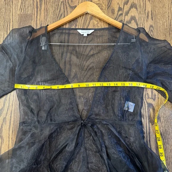 Parks & Fifth Sheer Overlay Tied Blouse - Picture 7 of 9